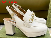 Gucci Womens Horsebit Mule in White Leather 771566 Replica