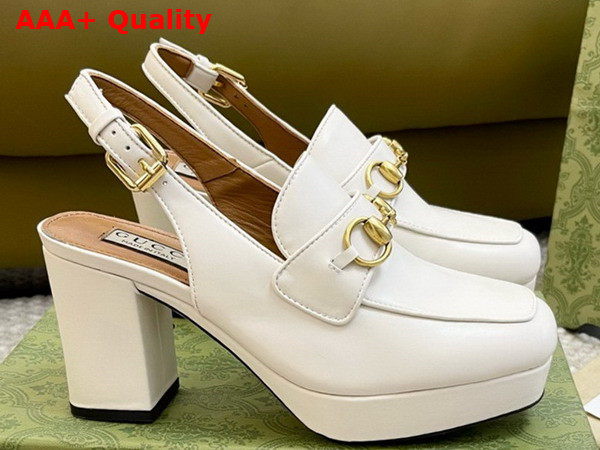 Gucci Womens Horsebit Mule in White Leather 771566 Replica