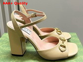 Gucci Womens Horsebit Sandal in Beige Leather 771600 Replica