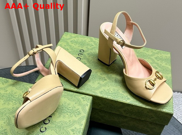 Gucci Womens Horsebit Sandal in Beige Leather 771600 Replica