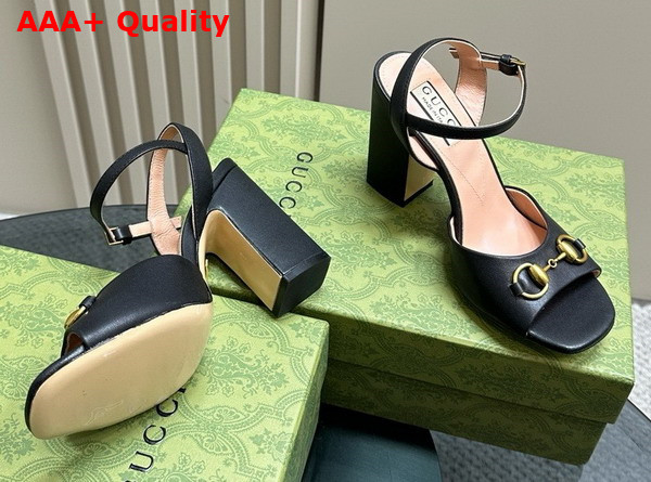 Gucci Womens Horsebit Sandal in Black Leather 771600 Replica