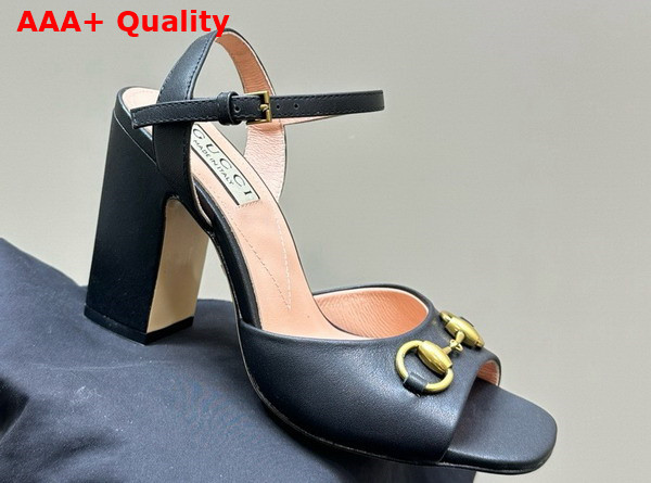 Gucci Womens Horsebit Sandal in Black Leather 771600 Replica