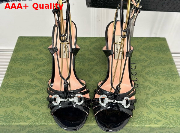 Gucci Womens Horsebit Sandal in Black Patent Leather 771596 Replica