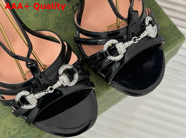 Gucci Womens Horsebit Sandal in Black Patent Leather 771596 Replica