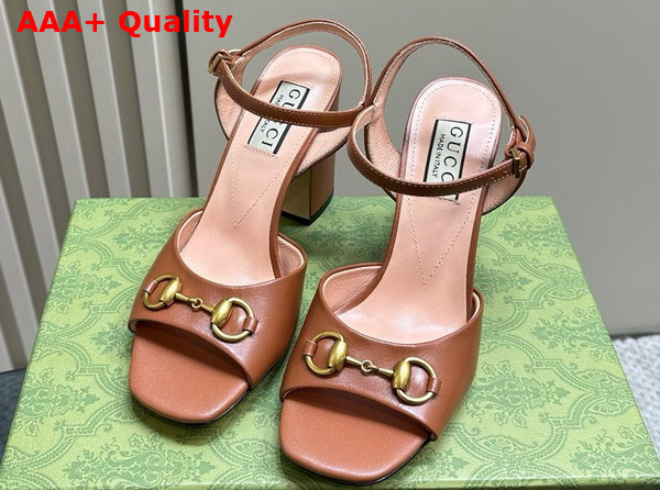 Gucci Womens Horsebit Sandal in Brown Leather 771600 Replica