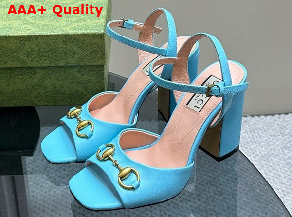 Gucci Womens Horsebit Sandal in Light Blue Leather 771600 Replica