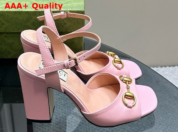 Gucci Womens Horsebit Sandal in Light Pink Leather 771600 Replica