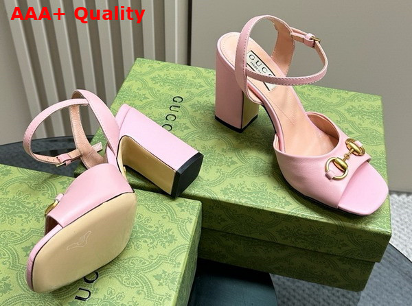 Gucci Womens Horsebit Sandal in Light Pink Leather 771600 Replica