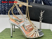 Gucci Womens Horsebit Sandal in Metallic Silver and Gold Leather 771596 Replica