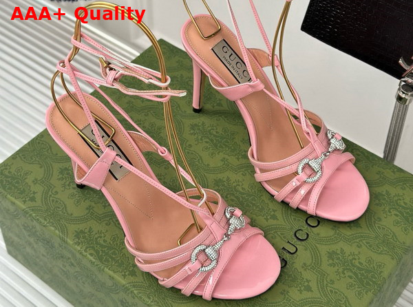 Gucci Womens Horsebit Sandal in Pink Patent Leather 771596 Replica