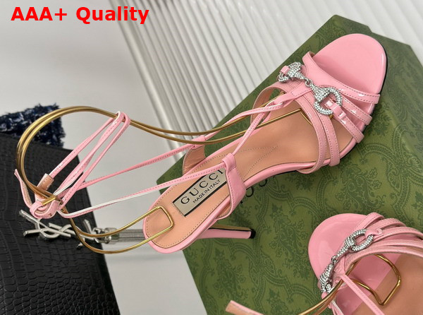 Gucci Womens Horsebit Sandal in Pink Patent Leather 771596 Replica