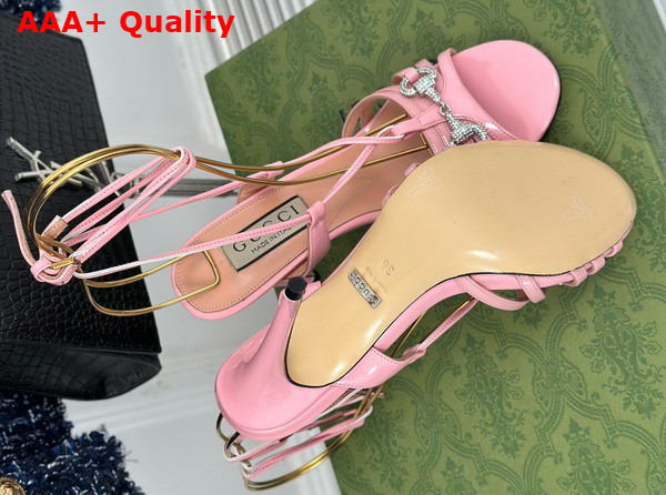 Gucci Womens Horsebit Sandal in Pink Patent Leather 771596 Replica