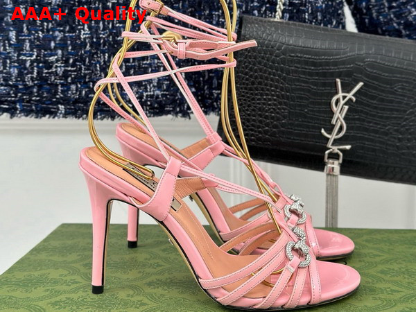 Gucci Womens Horsebit Sandal in Pink Patent Leather 771596 Replica