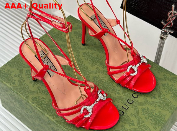 Gucci Womens Horsebit Sandal in Red Patent Leather 771596 Replica