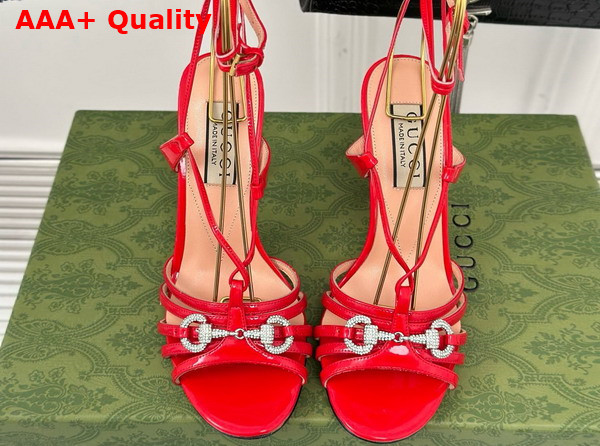 Gucci Womens Horsebit Sandal in Red Patent Leather 771596 Replica