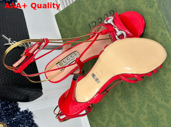 Gucci Womens Horsebit Sandal in Red Patent Leather 771596 Replica