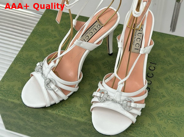 Gucci Womens Horsebit Sandal in White Patent Leather 771596 Replica