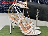 Gucci Womens Horsebit Sandal in White Patent Leather 771596 Replica