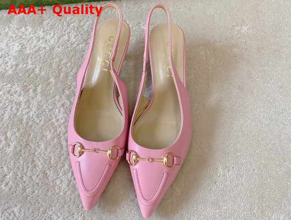 Gucci Womens Horsebit Slingback Pump in Pink Leather 782407 Replica