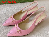 Gucci Womens Horsebit Slingback Pump in Pink Leather 782407 Replica