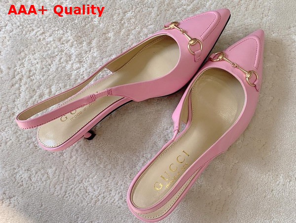 Gucci Womens Horsebit Slingback Pump in Pink Leather 782407 Replica