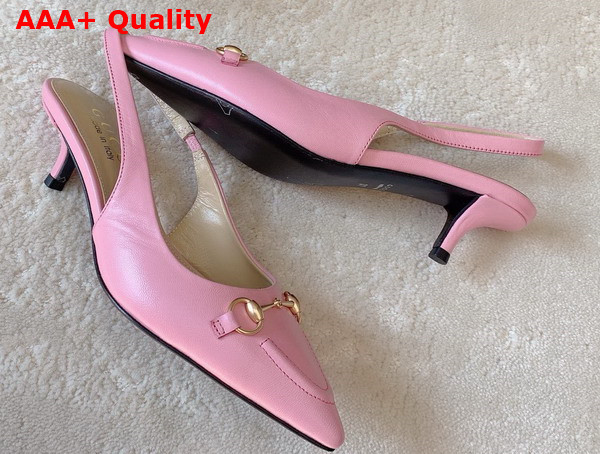 Gucci Womens Horsebit Slingback Pump in Pink Leather 782407 Replica