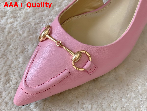 Gucci Womens Horsebit Slingback Pump in Pink Leather 782407 Replica