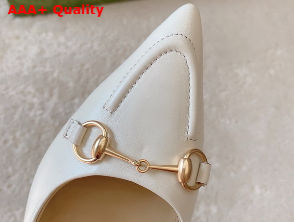 Gucci Womens Horsebit Slingback Pump in White Leather 782407 Replica