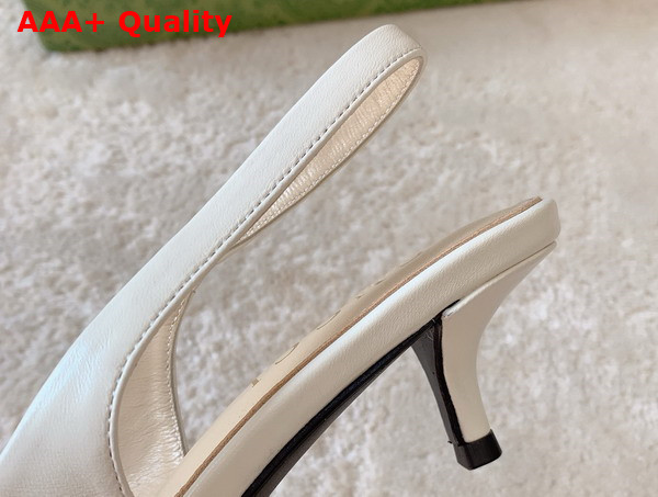 Gucci Womens Horsebit Slingback Pump in White Leather 782407 Replica