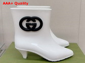 Gucci Womens Interlocking G Ankle Boot in White Shiny Rubber 724458 Replica