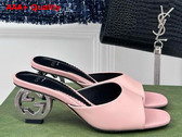 Gucci Womens Interlocking G Heel Sandal in Light Pink Leather 772569 Replica