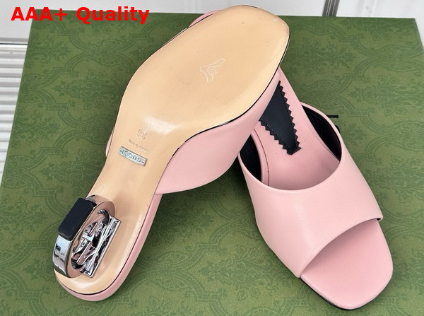 Gucci Womens Interlocking G Heel Sandal in Light Pink Leather 772569 Replica