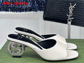 Gucci Womens Interlocking G Heel Sandal in White Leather 772569 Replica