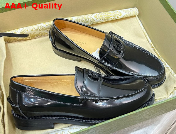 Gucci Womens Interlocking G Loafer in Black Leather 738676 Replica