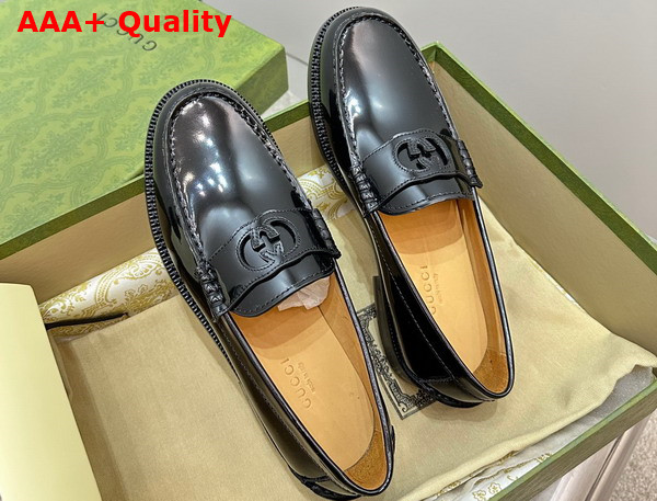 Gucci Womens Interlocking G Loafer in Black Leather 738676 Replica