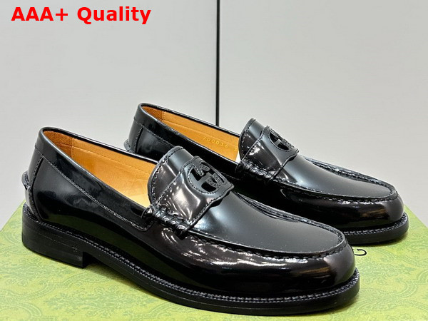 Gucci Womens Interlocking G Loafer in Black Leather 738676 Replica