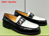 Gucci Womens Interlocking G Loafer in Black and White Leather 738676 Replica