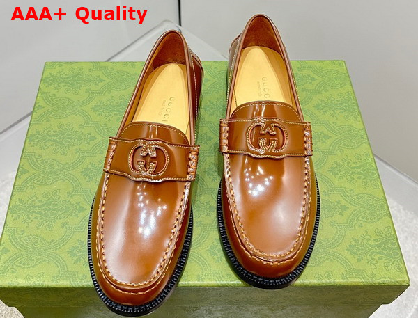 Gucci Womens Interlocking G Loafer in Cuir Leather 738676 Replica