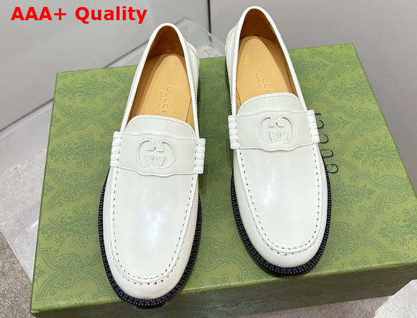 Gucci Womens Interlocking G Loafer in White Leather 738676 Replica