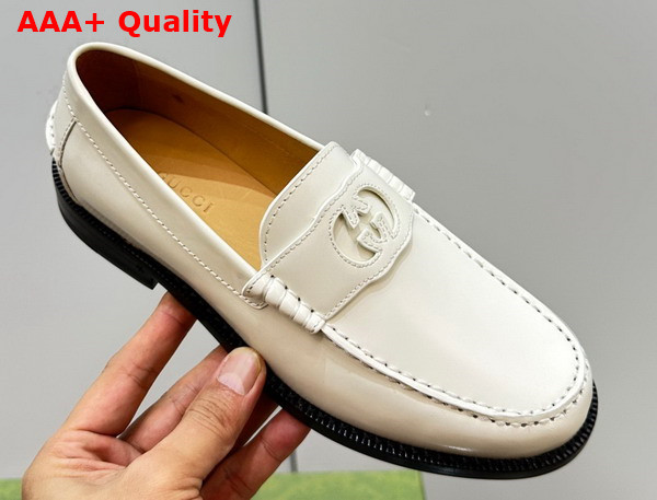 Gucci Womens Interlocking G Loafer in White Leather 738676 Replica