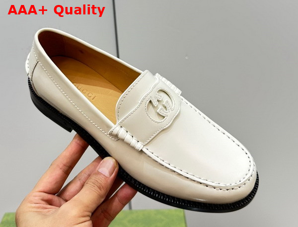 Gucci Womens Interlocking G Loafer in White Leather 738676 Replica