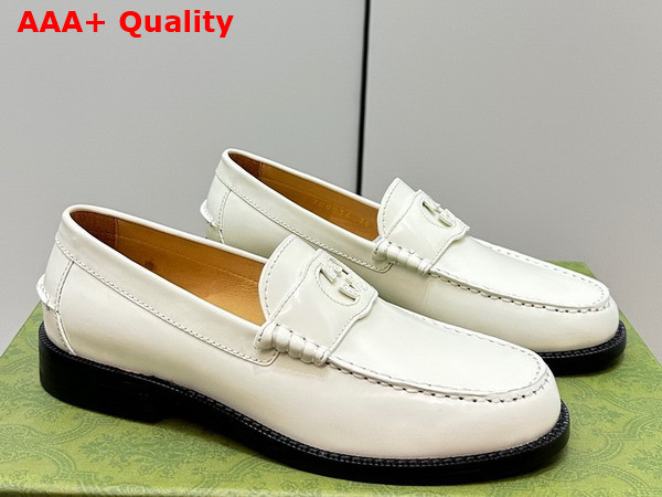 Gucci Womens Interlocking G Loafer in White Leather 738676 Replica