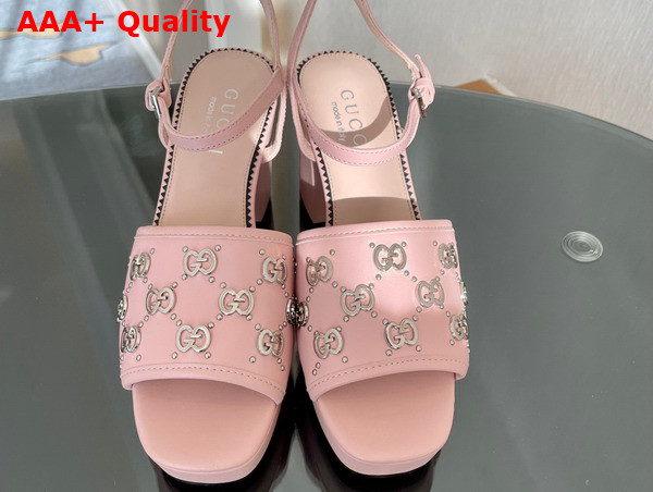 Gucci Womens Interlocking G Studs Sandal in Light Pink Leather 719844 Replica