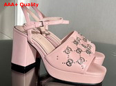 Gucci Womens Interlocking G Studs Sandal in Light Pink Leather 719844 Replica