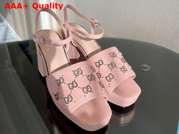 Gucci Womens Interlocking G Studs Sandal in Light Pink Leather 719844 Replica