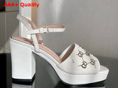 Gucci Womens Interlocking G Studs Sandal in White Leather 719844 Replica