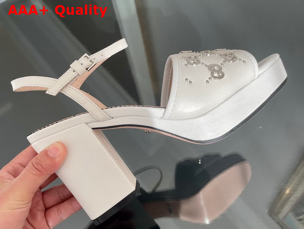 Gucci Womens Interlocking G Studs Sandal in White Leather 719844 Replica