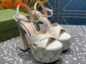 Gucci Womens Interlocking H Studs Sandal in White Leather 719843 Replica