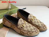 Gucci Womens Jordaan Jumbo GG Loafer Camel and Ebony Maxi GG Canvas with GG Canvas 431467 Replica