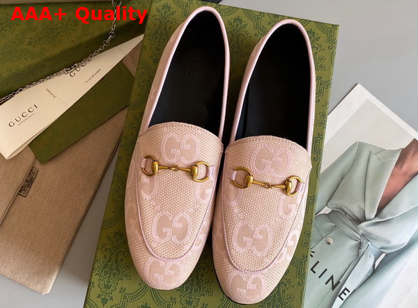 Gucci Womens Jordaan Jumbo GG Loafer Pink Jumbo GG Canvas 431467 Replica